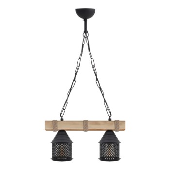 Φωτιστικό οροφής Elora Megapap E27 ξύλινο - μεταλλικό δίφωτο χρώμα φυσικό - μαύρο 40x13x75εκ.