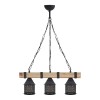 Φωτιστικό οροφής Elora Megapap E27 ξύλινο - μεταλλικό τρίφωτο χρώμα φυσικό - μαύρο 50x13x75εκ.