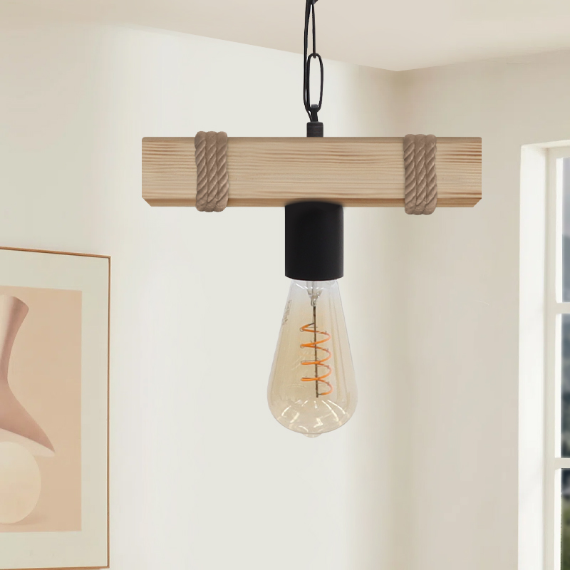 Φωτιστικό οροφής Vero Megapap E27 ξύλινο μονόφωτο χρώμα φυσικό 25x8x65εκ.