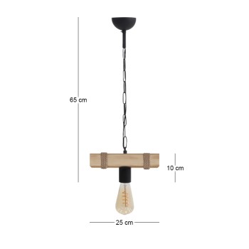 Φωτιστικό οροφής Vero Megapap E27 ξύλινο μονόφωτο χρώμα φυσικό 25x8x65εκ.