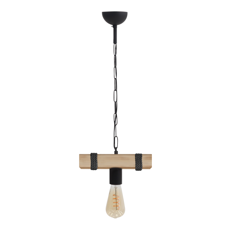 Φωτιστικό οροφής Vero Megapap E27 ξύλινο μονόφωτο χρώμα φυσικό - μαύρο 25x8x65εκ.
