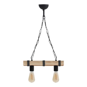 Φωτιστικό οροφής Vero Megapap E27 ξύλινο δίφωτο χρώμα φυσικό - μαύρο 40x8x65εκ.