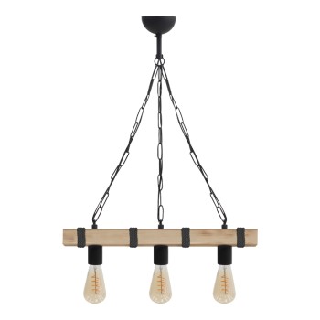 Φωτιστικό οροφής Vero Megapap E27 ξύλινο τρίφωτο χρώμα φυσικό - μαύρο 50x8x65εκ.