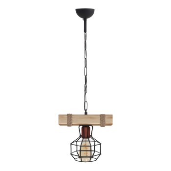 Φωτιστικό οροφής Lumenia Megapap E27 ξύλινο - μεταλλικό μονόφωτο χρώμα φυσικό - μαύρο 25x14x80εκ.