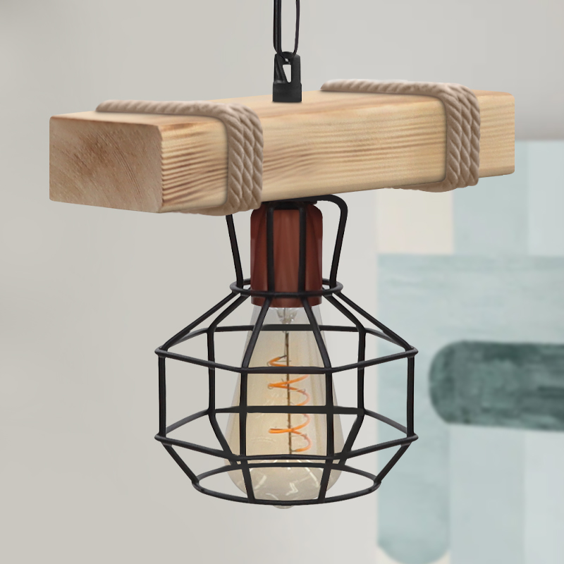 Φωτιστικό οροφής Lumenia Megapap E27 ξύλινο - μεταλλικό μονόφωτο χρώμα φυσικό - μαύρο 25x14x80εκ.