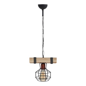 Φωτιστικό οροφής Lumenia Megapap E27 ξύλινο - μεταλλικό μονόφωτο χρώμα φυσικό - μαύρο 25x14x80εκ.