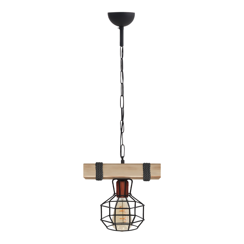 Φωτιστικό οροφής Lumenia Megapap E27 ξύλινο - μεταλλικό μονόφωτο χρώμα φυσικό - μαύρο 25x14x80εκ.