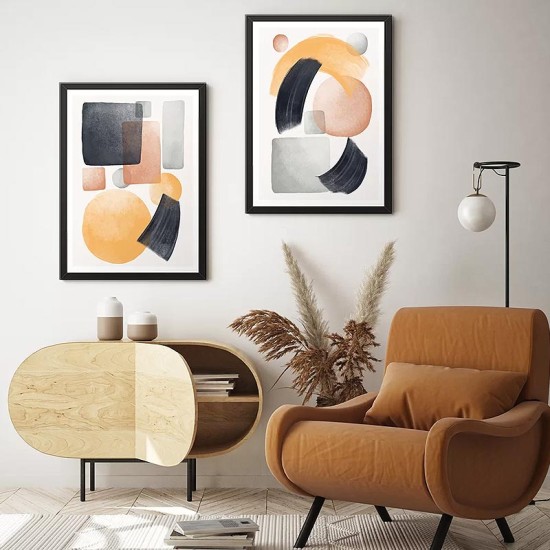 Πίνακας Shapes Megapap 2 τμχ. σε πλαίσιο 35x45x2εκ.