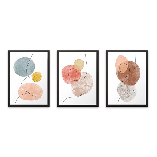 Πίνακας Circles Megapap 3 τμχ. σε πλαίσιο 35x45x2εκ.