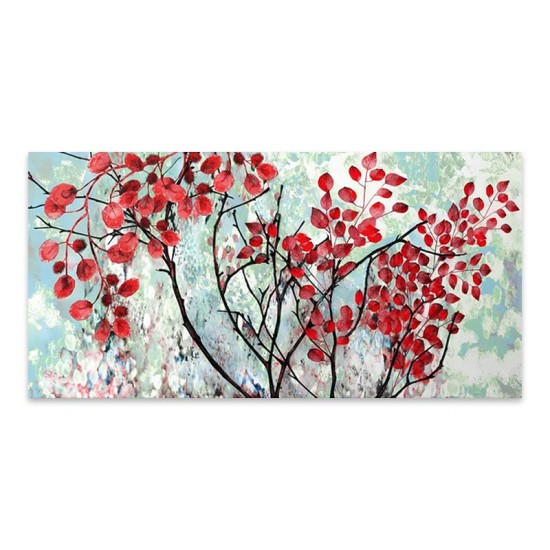 Πίνακας σε καμβά Red Leaves Megapap ψηφιακής εκτύπωσης 100x50x3εκ.