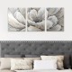 Πίνακας σε καμβά Silver Flowers Megapap τρίπτυχος ψηφιακής εκτύπωσης 126x55x3εκ.