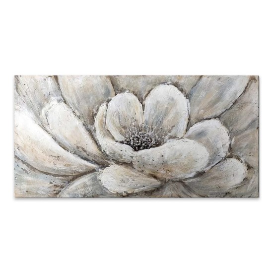 Πίνακας σε καμβά Silver Flowers Megapap ψηφιακής εκτύπωσης 140x70x3εκ.