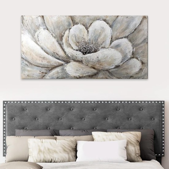 Πίνακας σε καμβά Silver Flowers Megapap ψηφιακής εκτύπωσης 140x70x3εκ.