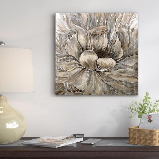 Πίνακας σε καμβά Golden Flowers Megapap ψηφιακής εκτύπωσης 50x50x3εκ.
