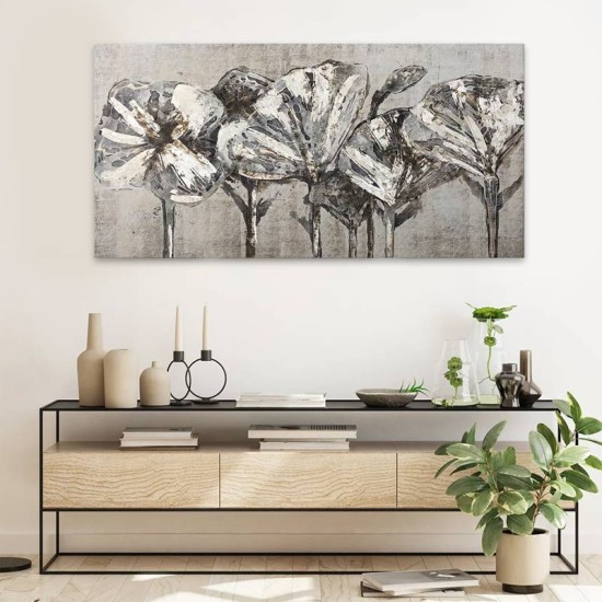 Πίνακας σε καμβά White Flowers Megapap ψηφιακής εκτύπωσης 120x60x3εκ.