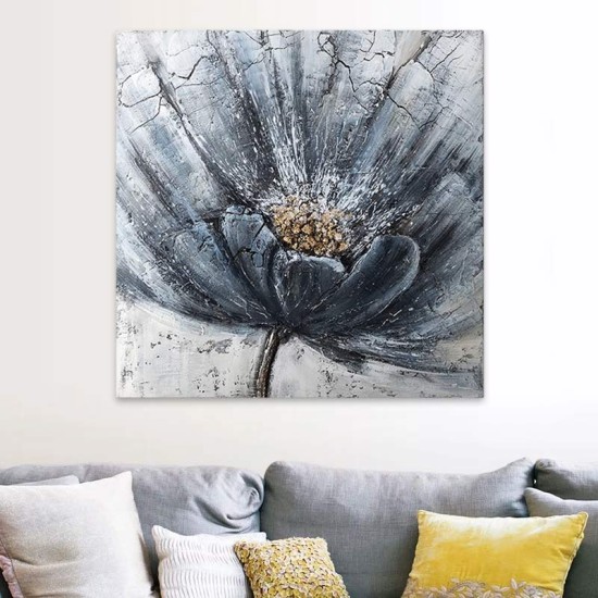 Πίνακας σε καμβά Blue Flower Megapap ψηφιακής εκτύπωσης 100x100x3εκ.