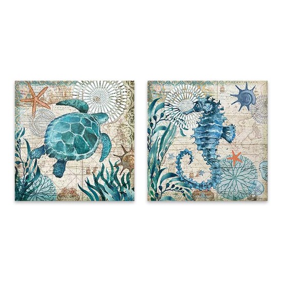 Πίνακας σε καμβά Sea Creatures Megapap 2 τμχ. ψηφιακής εκτύπωσης 83x40x3εκ.