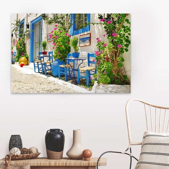 Πίνακας σε καμβά Greek Street Tavern Megapap ψηφιακής εκτύπωσης 60x40x3εκ.