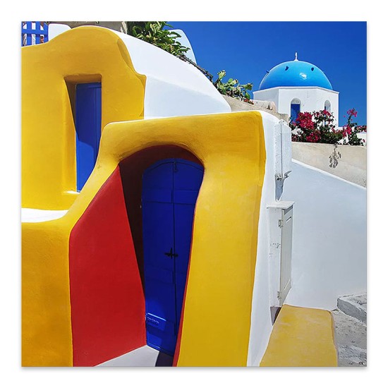 Πίνακας σε καμβά Santorini Megapap ψηφιακής εκτύπωσης 50x50x3εκ.