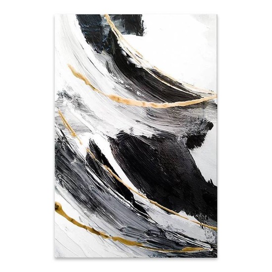 Πίνακας σε καμβά Golden And Silver Reflections Megapap ψηφιακής εκτύπωσης 50x75x3εκ.