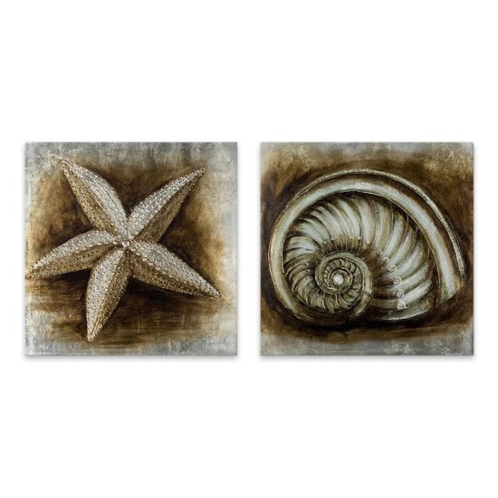 Πίνακες σε καμβά Starfish - Shell Megapap 2 τμχ. ψηφιακής εκτύπωσης 103x50x3εκ.