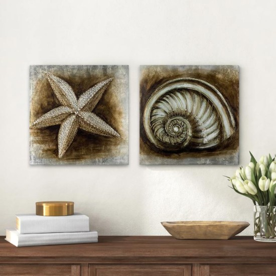 Πίνακες σε καμβά Starfish - Shell Megapap 2 τμχ. ψηφιακής εκτύπωσης 103x50x3εκ.