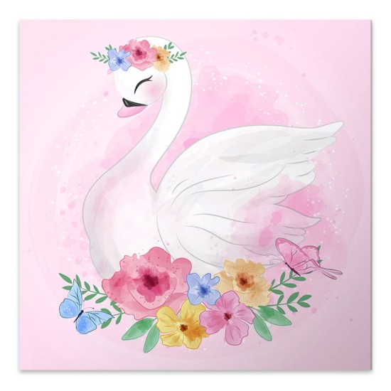 Πίνακας σε καμβά Baby Swan Megapap ψηφιακής εκτύπωσης 40x40x3εκ.