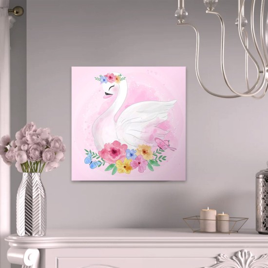 Πίνακας σε καμβά Baby Swan Megapap ψηφιακής εκτύπωσης 40x40x3εκ.