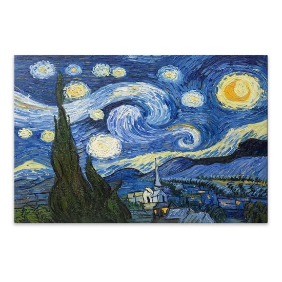 Πίνακας σε καμβά Starry Night Megapap ψηφιακής εκτύπωσης 100x70x3εκ.
