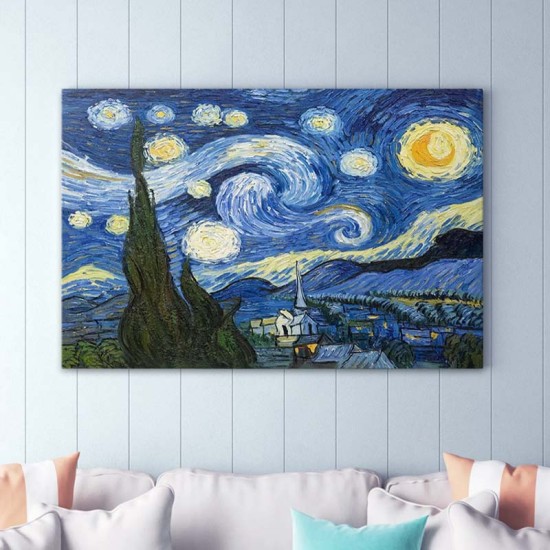 Πίνακας σε καμβά Starry Night Megapap ψηφιακής εκτύπωσης 100x70x3εκ.