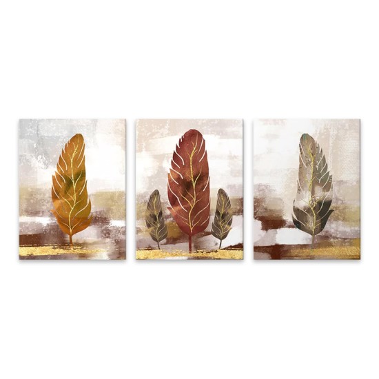 Πίνακας σε καμβά Autumn Leaves Megapap τρίπτυχος ψηφιακής εκτύπωσης 126x55x3εκ.