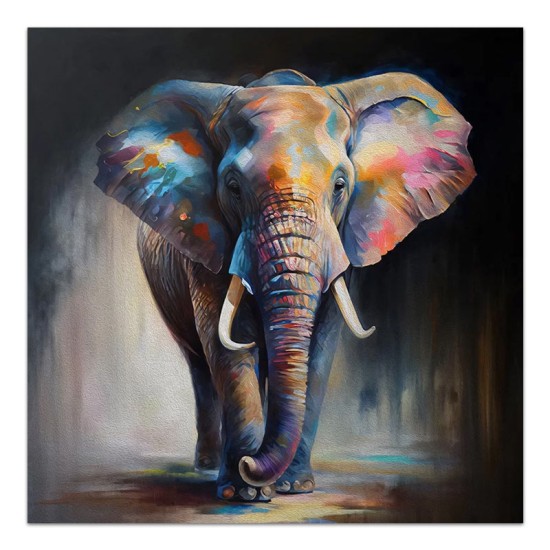 Πίνακας σε καμβά Colorful Elephant Megapap ψηφιακής εκτύπωσης 100x100x3εκ.
