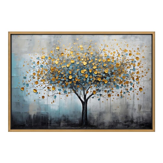 Πίνακας σε καμβά Gold Tree Megapap ψηφιακής εκτύπωσης με κορνίζα χρώμα χρυσό 140x100x3εκ.