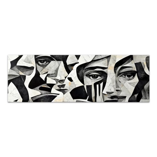 Πίνακας σε καμβά Abstract Marble Faces Megapap ψηφιακής εκτύπωσης 150x50x3εκ.