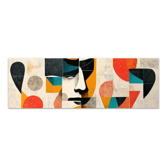 Πίνακας σε καμβά Abstract Faces Megapap ψηφιακής εκτύπωσης 150x50x3εκ.