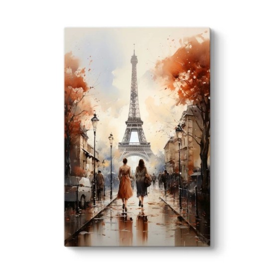 Πίνακας σε καμβά Autumn in Paris Megapap ψηφιακής εκτύπωσης 70x100x3εκ.