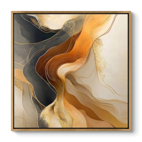 Πίνακας σε καμβά Sand and Wind Abstract Megapap ψηφιακής εκτύπωσης με κορνίζα χρώμα χρυσό 100x100x3εκ.