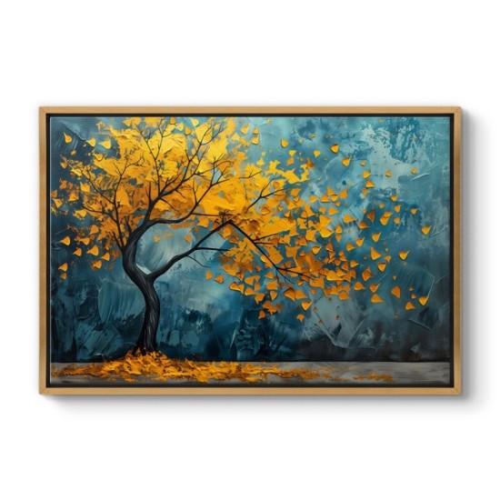 Πίνακας σε καμβά Windblown Tree Megapap ψηφιακής εκτύπωσης με κορνίζα χρώμα χρυσό 140x100x3εκ.