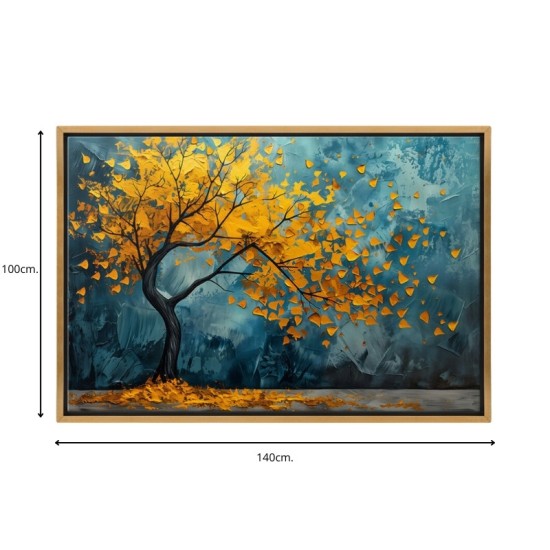 Πίνακας σε καμβά Windblown Tree Megapap ψηφιακής εκτύπωσης με κορνίζα χρώμα χρυσό 140x100x3εκ.