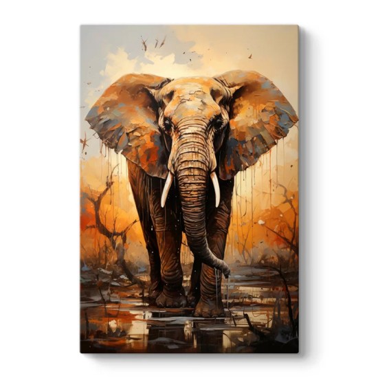 Πίνακας σε καμβά Elephant Story Megapap ψηφιακής εκτύπωσης 60x90x3εκ.