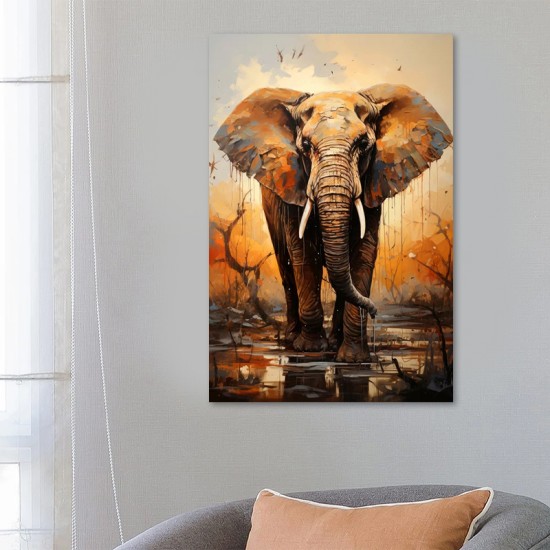 Πίνακας σε καμβά Elephant Story Megapap ψηφιακής εκτύπωσης 60x90x3εκ.