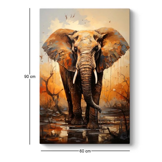 Πίνακας σε καμβά Elephant Story Megapap ψηφιακής εκτύπωσης 60x90x3εκ.