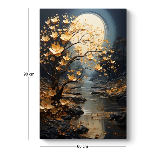 Πίνακας σε καμβά Dance of Flowers in Moonlight Megapap ψηφιακής εκτύπωσης 60x90x3εκ.
