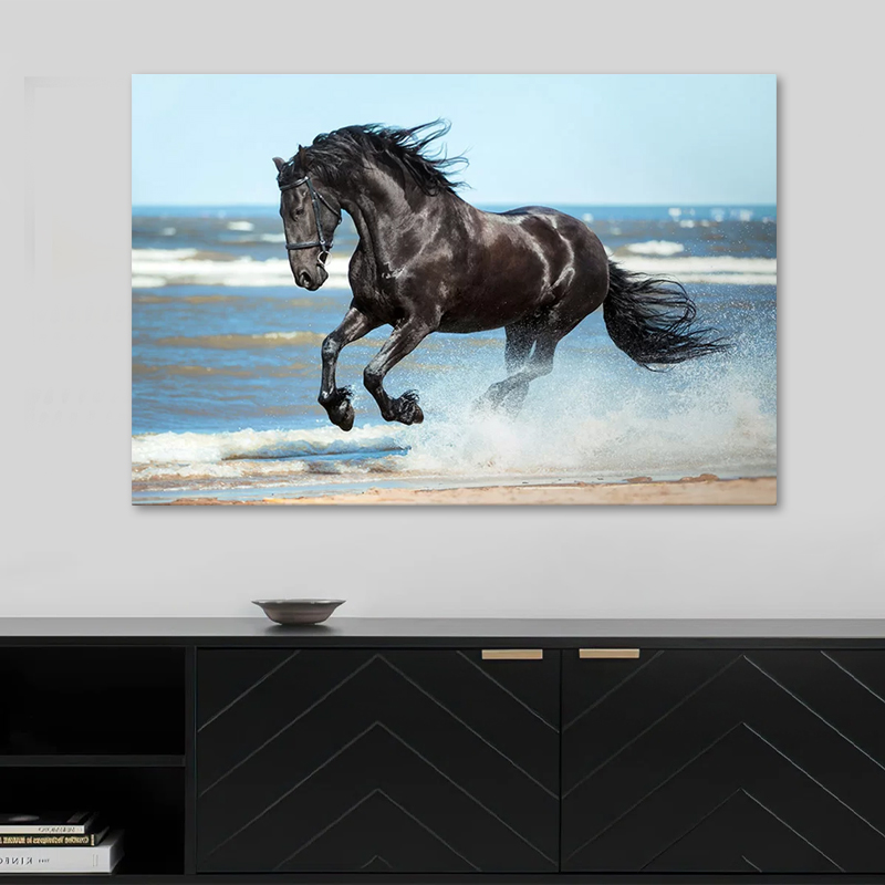 Πίνακας σε καμβά "Black Horse" Megapap ψηφιακής εκτύπωσης 100x70x3εκ.