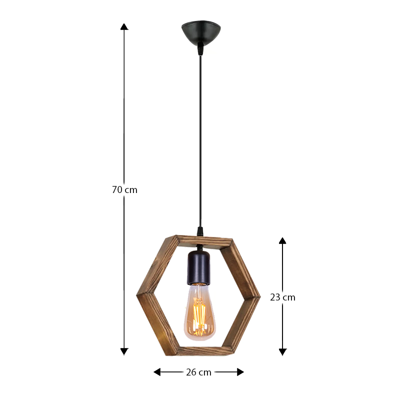 Φωτιστικό οροφής Esela Megapap E27 ξύλινο μονόφωτο χρώμα φυσικό 26x4x70εκ.