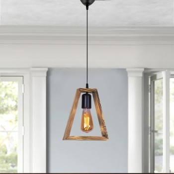 Φωτιστικό οροφής Esela Megapap E27 ξύλινο μονόφωτο χρώμα φυσικό 24x4x70εκ.