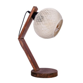 Φωτιστικό επιτραπέζιο Rope Megapap E27 ξύλινο - σχοινί χρώμα μπεζ - καρυδί Ø17x40εκ.