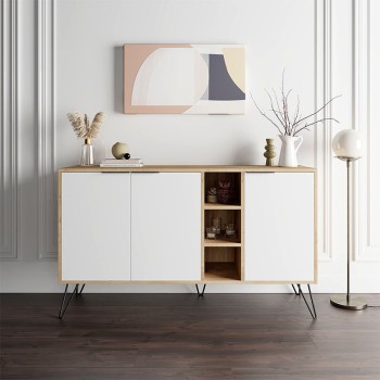 Μπουφές Clara Megapap χρώμα sapphire oak - λευκό 142x35,6x83εκ.