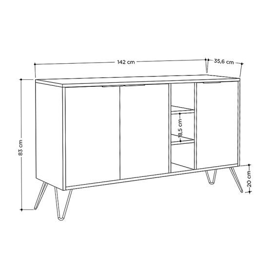 Μπουφές Clara Megapap χρώμα ανοιχτό καρυδί 142x35,6x83εκ. Μπουφές Clara Megapap χρώμα ανοιχτό καρυδί 142x35,6x83εκ.