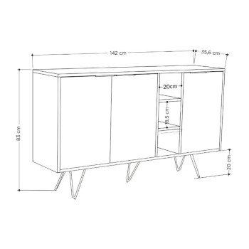Μπουφές Clara Megapap χρώμα sandstone 142x35,6x83εκ.